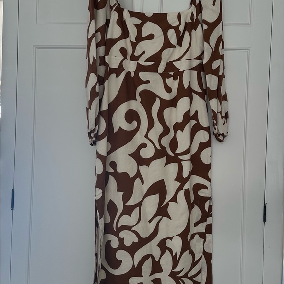 RHODE
Brown and Cream Lottie printed linen midi dress - Picture 5 of 5